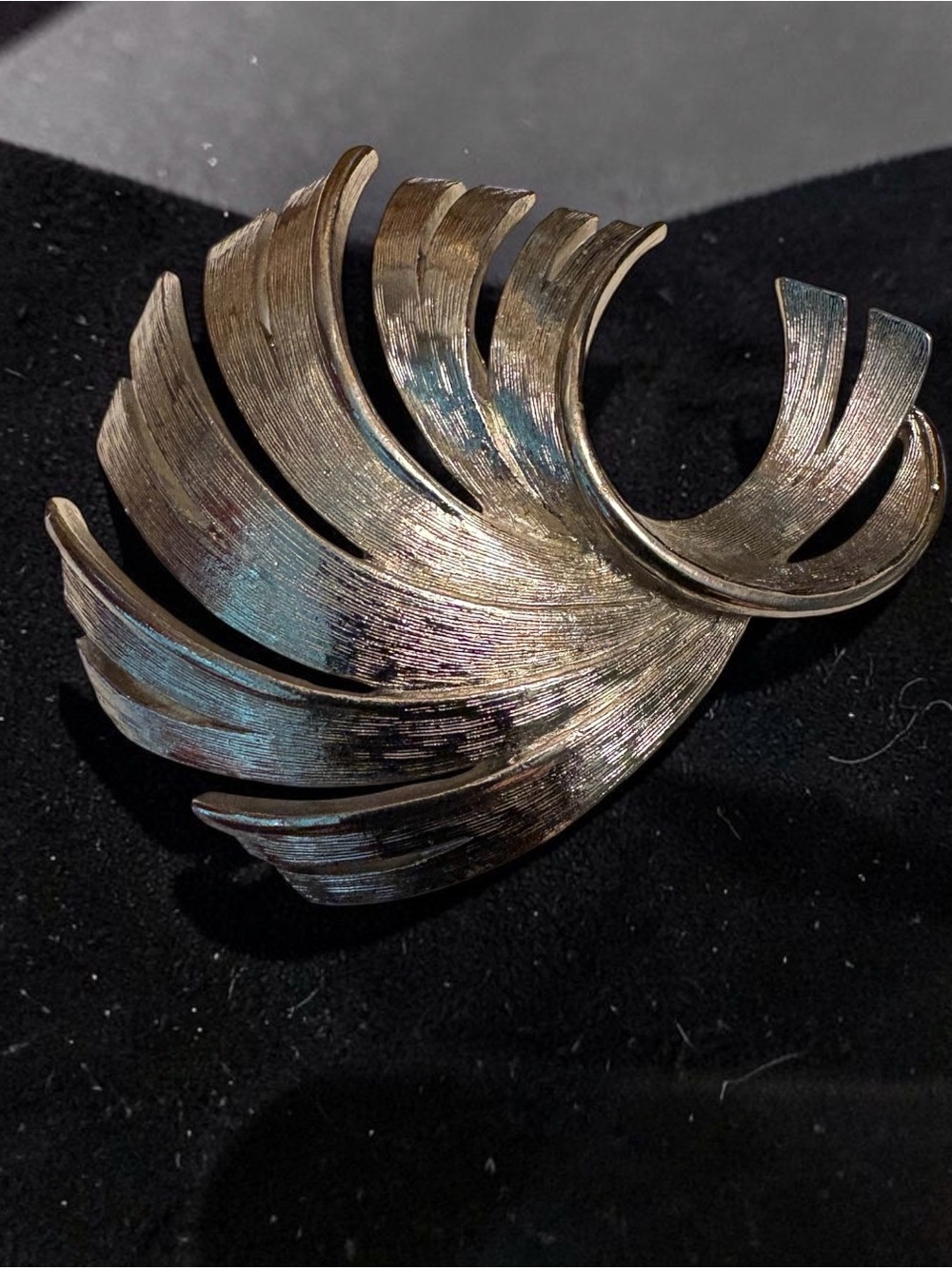 Vintage Torino Silver-Tone Swirl Wave Brooch